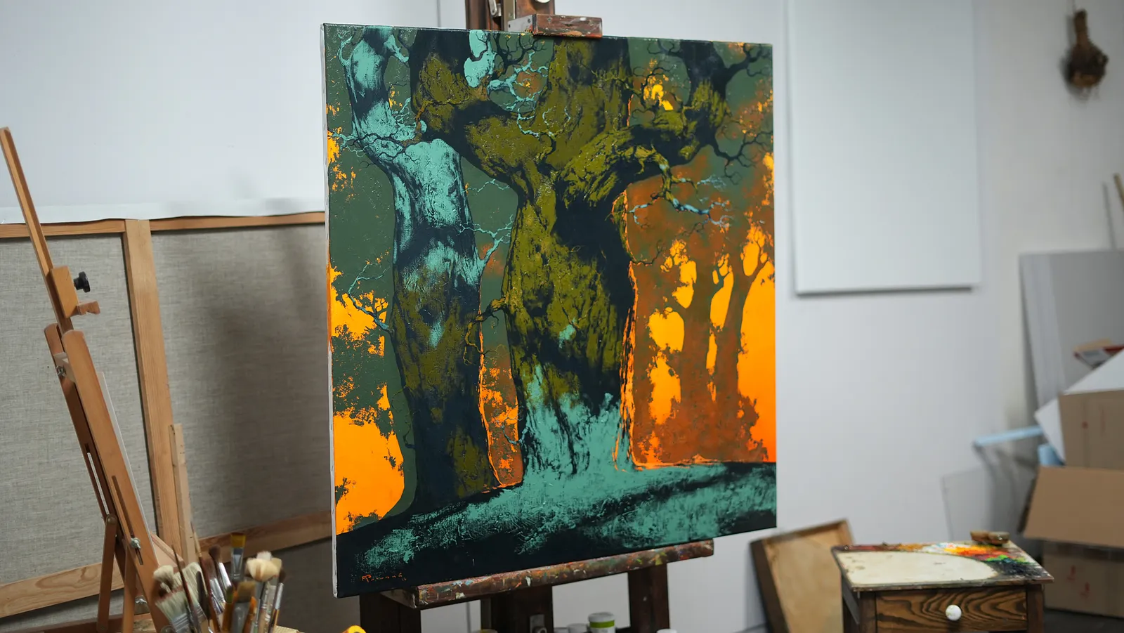 Image of Forest Light   by Artem Rohovyi, size: 100x100, made of Oil, canvas, , Painting medium, from Kharkiv Photo 5 of 5.