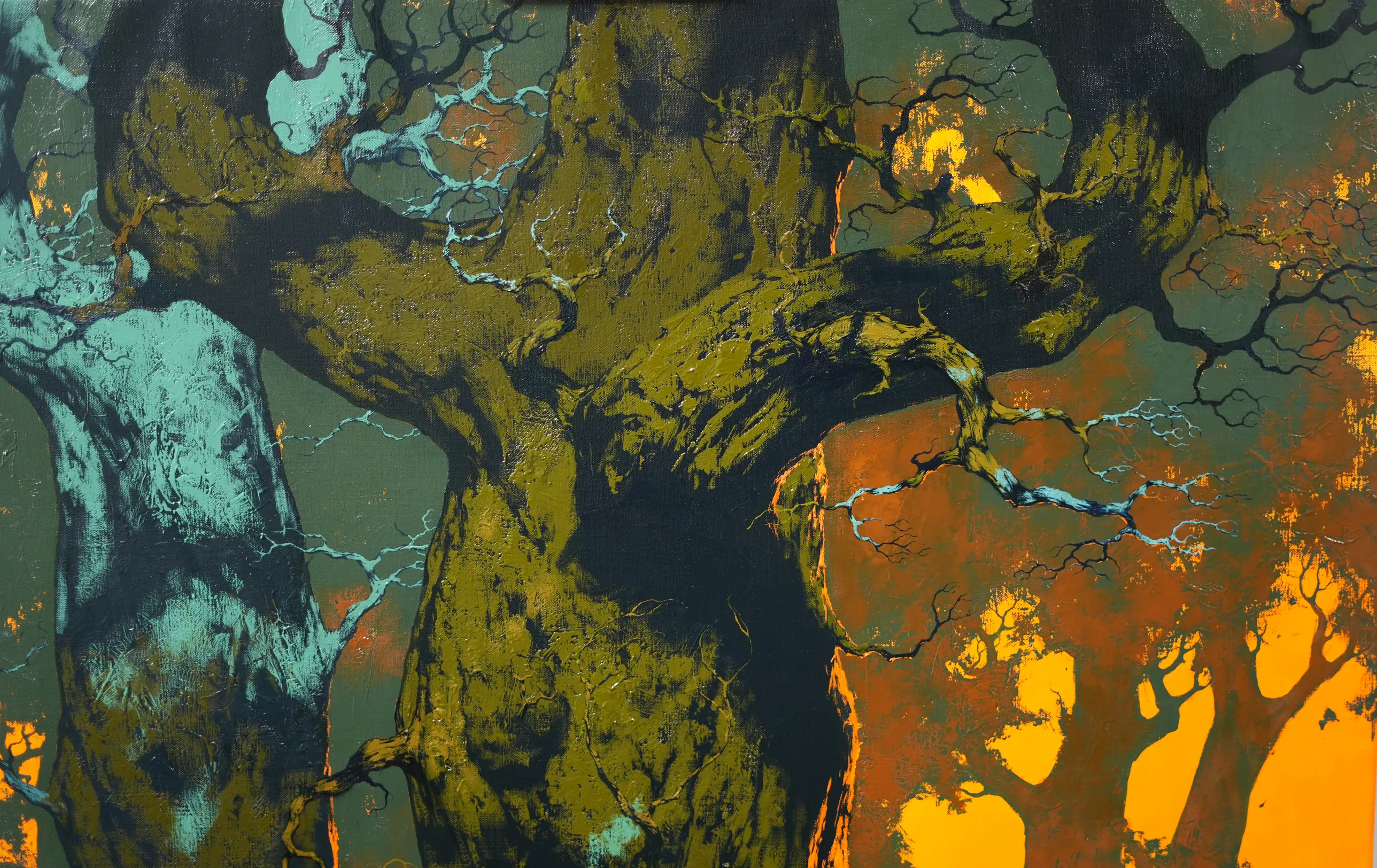 Image of Forest Light   by Artem Rohovyi, size: 100x100, made of Oil, canvas, , Painting medium, from Kharkiv Photo 4 of 5.