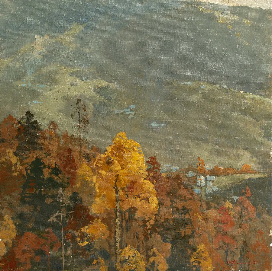 Image of Carpathian landscape 8 by Artem Rohovyi, size: 40x40 cm, made of Oil, canvas, Painting medium, from Kharkiv, priced at $800